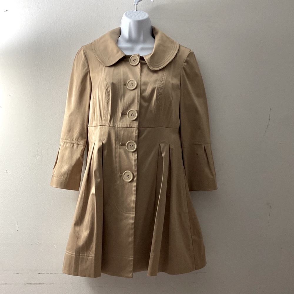 Vintage Y2K Satin Bell Sleeve Trench Jacket - Picture 1 of 16